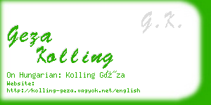 geza kolling business card